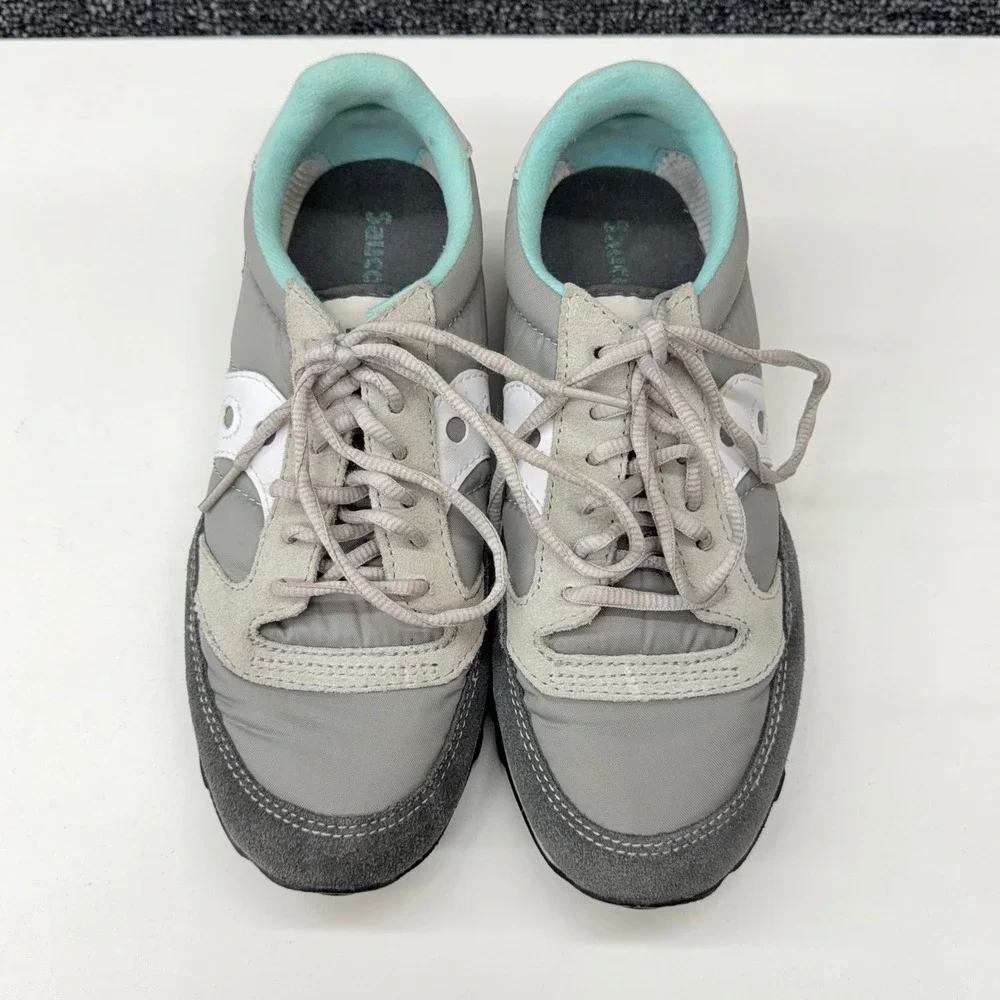 Saucony Jazz Low Pro Grey Mint Green Suede Nylon Sneakers 1866-103 Womens 7‎